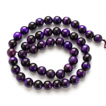 Koraliki Naturalne Tygrysie Oko, Okrągłe, Barwione, Indygo, 8mm, około 40szt/37cm/nić (13WB30198)