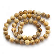 Koraliki Kamień Naturalny Jaspis Krajobrazowy, Kula, 8mm, 40szt/37cm/sznur (13WB30200)