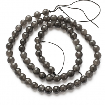 Koraliki Naturalny Obsydian Lodowy, Okrągłe, 6mm, około 60szt/37cm/nić (13WB30204)