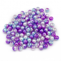 Koraliki Akrylowe, Imitacja Perły, Błyszczące, Okrągły, Orchidea, 8mm, około 90szt/25g (13WB30209)