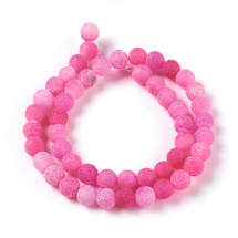 Koraliki Kamień Naturalny Agat Spękany Matowe, Kula, Jasnoróżowy, 8mm, 43szt/34cm/sznur (13WB30215)