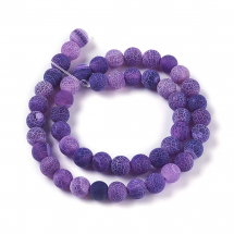Koraliki Kamień Naturalny Agat Spękany Matowe Kula, Fioletowy, 8mm, 43szt/34cm/sznur (13WB30216)