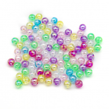 Koraliki Akrylowe, Przezroczyste, Okrągłe, Tęczówy, Kolor: Mix, 8mm, otwor 1.4mm, około 90szt/25g (13WB30220)