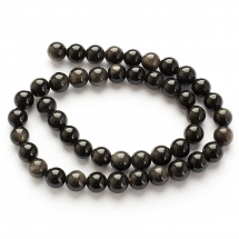 Koraliki Naturalny Srebrny Obsydian, Okrągłe, 8.5mm, około 44szt/37cm/nić (13WB30223)