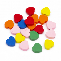 Koraliki Naturalne Drewniane, Serce, Barwione, Mix, 18x15x6mm, Otwór 2mm, około 60szt/50g (13WB30234)