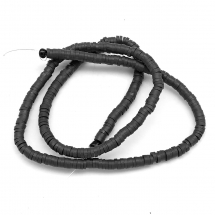 Koraliki Eko Glina Polimerowa, Handmade, Heishi, Dysk, Czarny, 3x1mm, Otwór 1mm, około 375szt/40cm/nić (13WB30261)