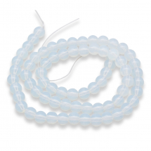 Koraliki Syntetyczny Opalit, na nitce, Okrągły, Rozmiar: 6mm, Otwór 1mm, około 65szt/38cm (13WB30267)