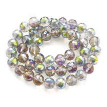 Koraliki Szklo Galwanika, Tęczowa Powłoka, Fasetowane, Okrągłe, Wielokolorowe, 14mm, około 48szt/63cm/nic (13WB30272)