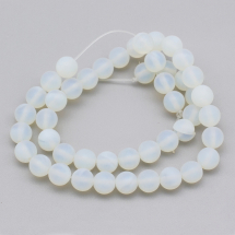 Koraliki Syntetyczny Opalit Matowe Kula, 8mm, otwór 1mm, 45szt/37.5cm/sznur (13WB30276)