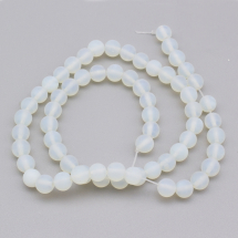 Koraliki Syntetyczny Opalit Matowe Kula, 6mm, Otwór 1mm, 60szt/37.5cm/sznur (13WB30277)