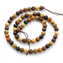 Koraliki Naturalne Drewniane, Okrągłe, Kolorowe, 6mm, Otwór: 1mm, około 60szt/38cm/nić (13WB30279)