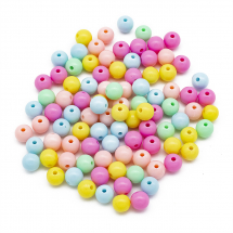 Koraliki Akrylowe, Nieprzezroczyste, Okrągłe, Mieszany kolory, 10x9mm, Otwór: 2mm, około 90szt/50g (13WB30285)