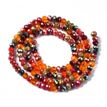 Намистини Гальваніка Скло АВ-Колір, Грановані, Рондель, Колір: Червоний, Розмір: 4.5х3.5мм, Отвір 1мм, близько 138шт/46см/нитка, (13WB30297)