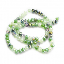 Koraliki Szklo Galwanika, Fasetowane, Rondel, Morski Zielony, 5.5-6x5mm, Otwór 1mm, około 88szt/40cm/nić, (13WB30311)