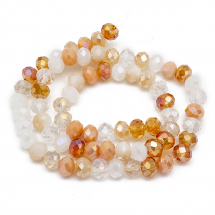 Намистини Гальваніка Скло АВ-Колір, Грановані, Рондель, Колір: Світло-рожевий, Розмір: 7.5-8х6мм, Отвір 1.5мм, близько 65шт/40см/нитка, (13WB30326)