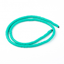 Koraliki Eko Glina Polimerowa, Handmade, Heishi, Dysk, Turkusowy, 4x1mm, Otwór 1mm, około 375szt/40cm/nić (13WB30335)
