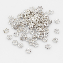Намистини-Роздільники Пластикові ССВ, Квітка, Колір: Срібло, Розмір: 6х2мм, Отвір 2мм, (13WB30348)