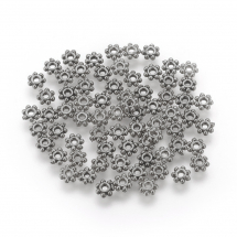 Намистини-Роздільники Пластикові ССВ, Квітка, Колір: Античне срібло, Розмір: 4х1мм, Отвір 1мм, (13WB30356)