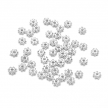 Намистини-Роздільники Пластикові ССВ, Квітка, Колір: Срібло, Розмір: 4х1мм, Отвір 1мм, (13WB30359)