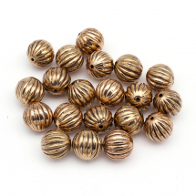 Намистини Пластикові ССВ, Круглі, Гофровані, Колір: Мідь, Розмір: 12мм, Отвір 2мм, (13WB30366)