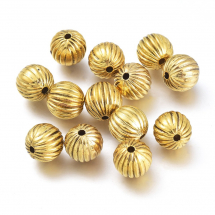 Намистини Пластикові ССВ, Круглі, Гофровані, Колір: Античне Золото, Розмір: 12мм, Отвір 2мм, (13WB30367)