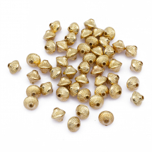 Намистини Пластикові ССВ, Біконус, Гофровані, Колір: Світле золото, Розмір: 7х6мм, Отвір 1.5мм, (13WB30372)