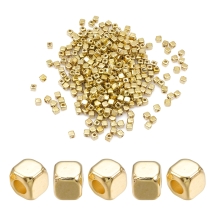 Намистини-роздільники Пластикові ССВ, Кубик, Колір: Світле золото, Розмір: 3х3х3мм, Отвір 1.5мм, близько 330шт/50г, (13WB30373)