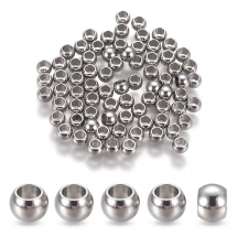 Koraliki Dystansowe, Stal Nierdzewna Okrągłe, 3x2mm, Otwór 1.5mm, 50 szt (13WB30374)