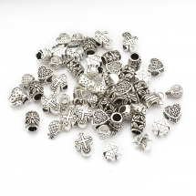 Zestaw Koraliki Modułowe Charms, Styl Tybetański, Mix, Duży Otwór, Antyczne Srebro, 10~17mm, 40szt/100g/set (13WB30428)