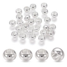 Намистини-Роздільники Латунь, Рондель, Колір: Срібло, Розмір: 6х4мм, Отвір 3мм, (13WB30620)