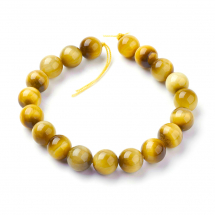 Koraliki Naturalne Złote Tygrysie Oko, Klasa A, 10mm, otwor: 1mm, około 18szt/18cm/nic (13WB30640)