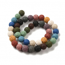 Koraliki Kamień Naturalna Lawa, Kula, Mix, 8mm, 49szt/37.5cm/sznur (13WB30644)