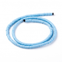 Koraliki Eko Glina Polimerowa, Handmade, Heishi, Dysk, 4x1mm, Jasno niebieskie, około 375szt/43cm/nic (13WB30695)