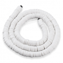 Koraliki Eko Glina Polimerowa, Handmade, Heishi, Dysk, 6x1mm, Białe, Otwór 2mm, około 345szt/43cm/nic (13WB30698)