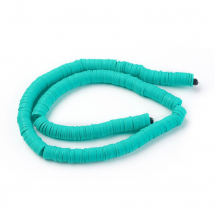 Koraliki Ekologiczna Glina Polimerowa, Handmade, Heishi, Turkusowy, 8x0.5-1mm, około 370szt/43cm/nic (13WB30703)