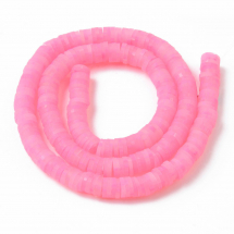 Koraliki Glina Polimerowa, Heishi, Handmade, Okrągłe Płaskie, Różowy, 6x0.5-1mm, ok. 285szt/36cm/nić (13WB30720)