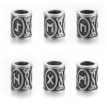 Koraliki Skandynawskie Runy Wikingów, Stal Nierdzewna, Futhark, Kolor: Antyczne Srebro, 16x13mm, 6szt (13WB30731)