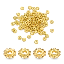 Намистини-Розділювачі Сплав Квітка, Золото, 6.5мм, Отвір 2мм, (13WB30783)