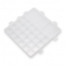 Контейнер для Бісеру та Намистин, Пластик, Прозорий, 26 відділень, Розмір: 19х20х1.8см, Відділ 3x3см,7.05x7.05см,11.3x7см, отвір 17х6мм, (13WB30383)