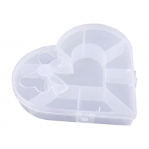 Контейнер для бісеру та намистин, Пластик, Прозорий, Серце, Розмір: 14.3x15.6x2.75см, всередині 24-64.5x37-74.5мм, (13WB30384)