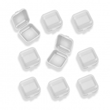 Контейнер для Намистин і Фурнітури, Пластик, Безбарвний, Прямокутний, 4х3.45х1.8см, Внутрішній 3.2х3.2см, 10шт/упаковка, (13WB30759)