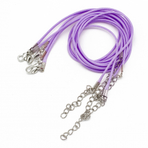 Baza Naszyjnika, Sznurek Woskowany Bawełniany z Zapięciem i Łańcuszkiem, Fioletowy, 43.5cmx1.5mm, 5szt (13WB30062)