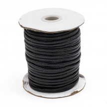 Sznurek Koreański Poliester Woskowany, do Robienia Bransoletek, Ekologiczny, Czarny, 3mm, około 36m/szpula (13WB30469)