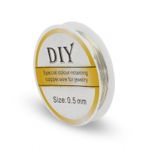 Drut Miedziany do Rękodzieła, z Trwala Powłoką Srebrną, 0.5mm, 6m / szpula (13WB30596)