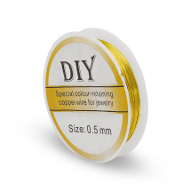 Drut Miedziany, do Rękodzieła, Powłoka Twarda Złota, 0.5mm, około 6m/szpula, (13WB30597)