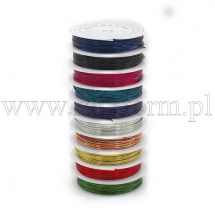 Drut Miedziany, do Rękodzieła i Biżuterii, Zestaw kolorów, 0.8mm, 3m/spula, 10spul/zestaw (13WB30674)