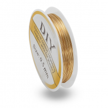 Drut Miedziany, do Rękodzieła i Biżuterii, Powłoka Twarda, Jasno Złoty, 0.5mm, około 6.2m/ szpula (13WB30684)