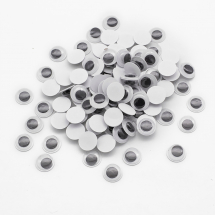 Oczka, Oczy Żywe do Zabawek i Scrapbookingu, Samoprzylepny, Okrągłe, Czarne, 10mm, 100szt (13WB30416)