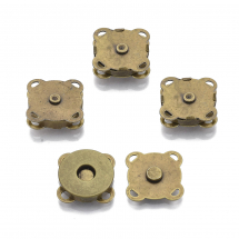 Zapięcie Magnetyczne do Torebki /Portfela, Żelazo, Kolor: Bronze, 19x19x7mm, otwor 1.5x2mm, 4szt (13WB30565)