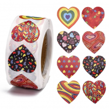 Naklejki Etykiety Samoprzylepne, Serce, Mix, 25x25mm, 500szt/rolka (13WB30754)